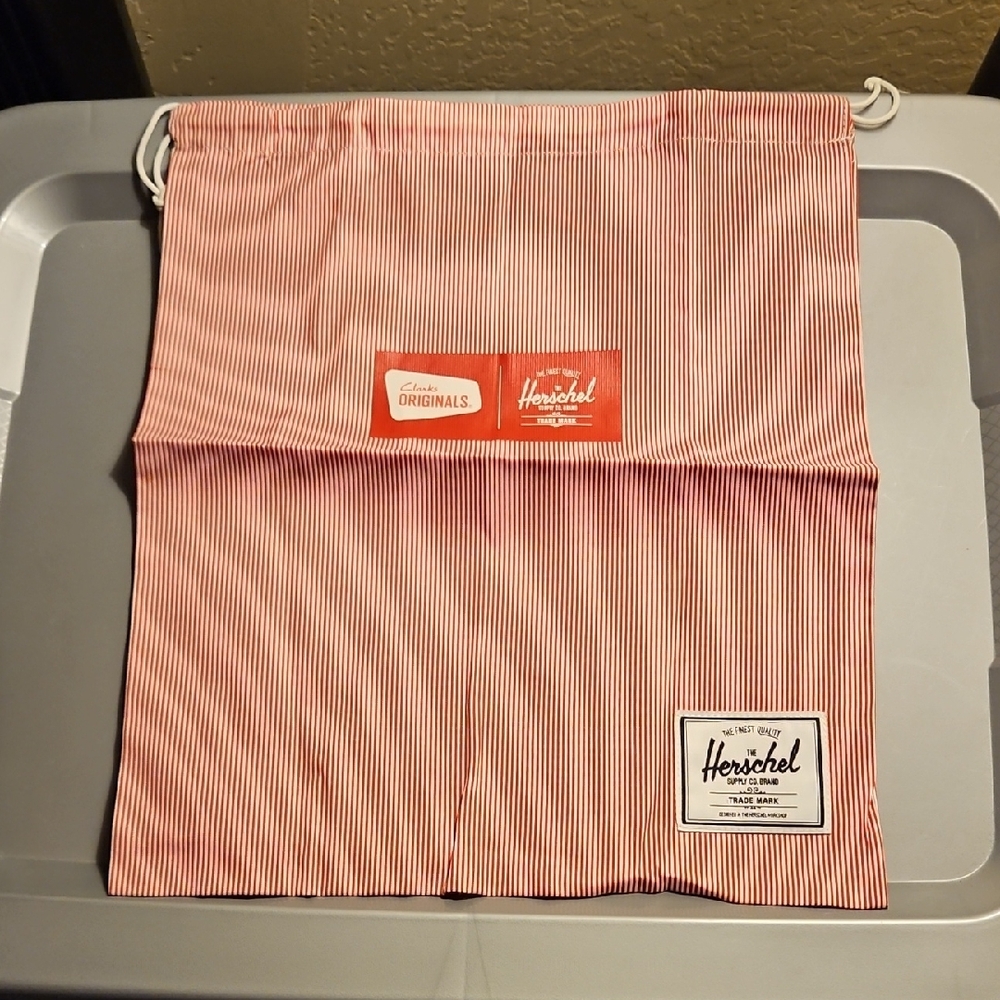 Clarks ORIGINALS AND Herschel Red and White Striped Drawstring Bag